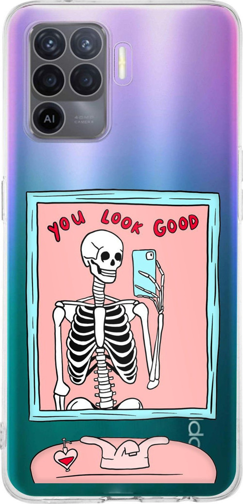OPPO Reno 5 Lite Uyumlu You Look Good İskelet Tasarımlı Baskılı Silikon Kılıf