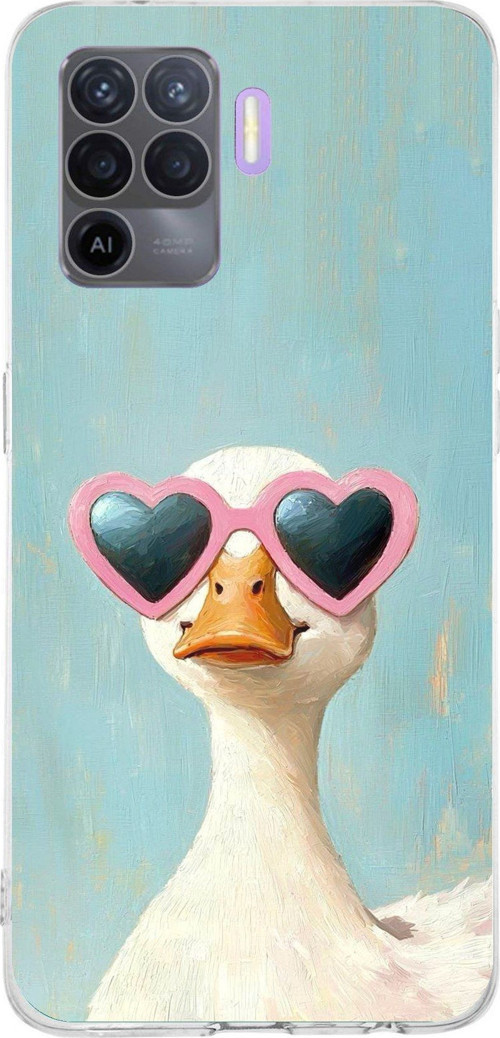 OPPO Reno 5 Lite Uyumlu Yağlı Boya Pop-Art Ördek Baskılı Silikon Kılıf