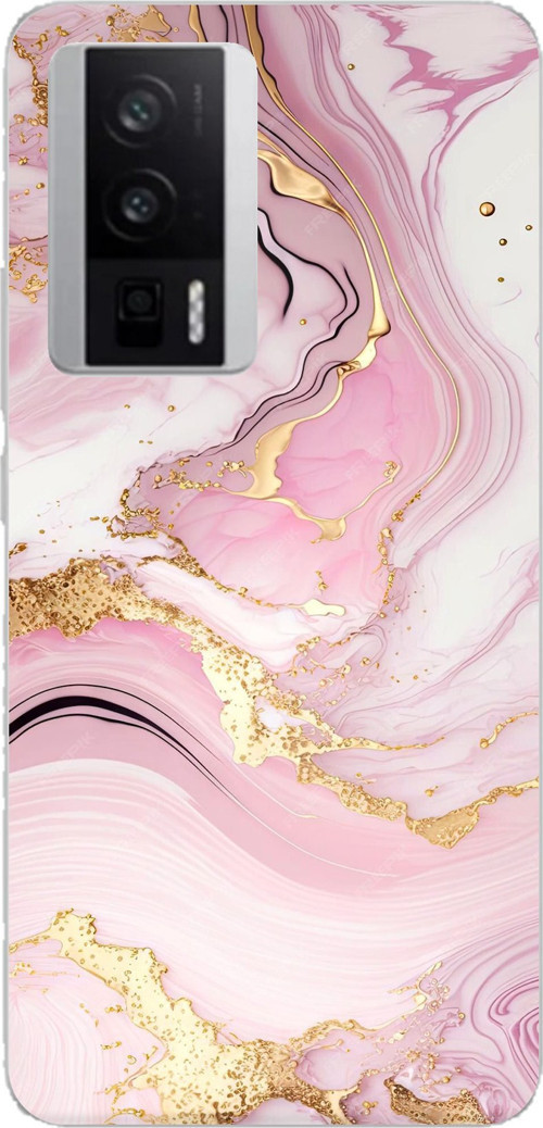 POCO F5 PRO Uyumlu Pembe Mermer Baskılı Silikon Kılıf
