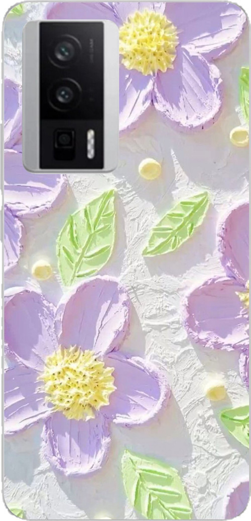 POCO F5 PRO Uyumlu Mor Papatyalar Sulu Boya Baskılı Silikon Kılıf