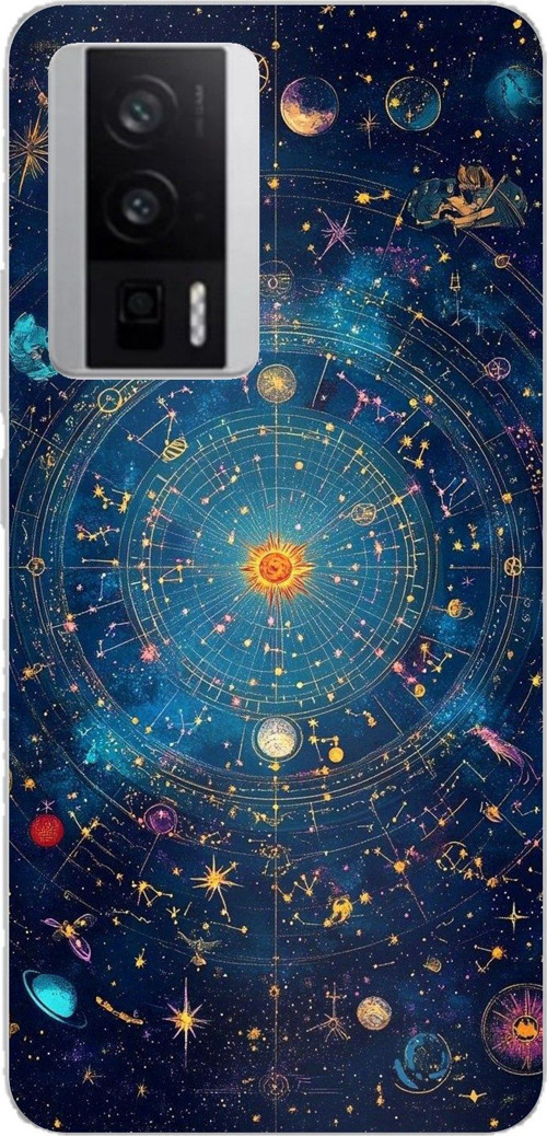 POCO F5 PRO Uyumlu Yıldız Atlası Kozmik Rehber Baskılı Silikon Kılıf