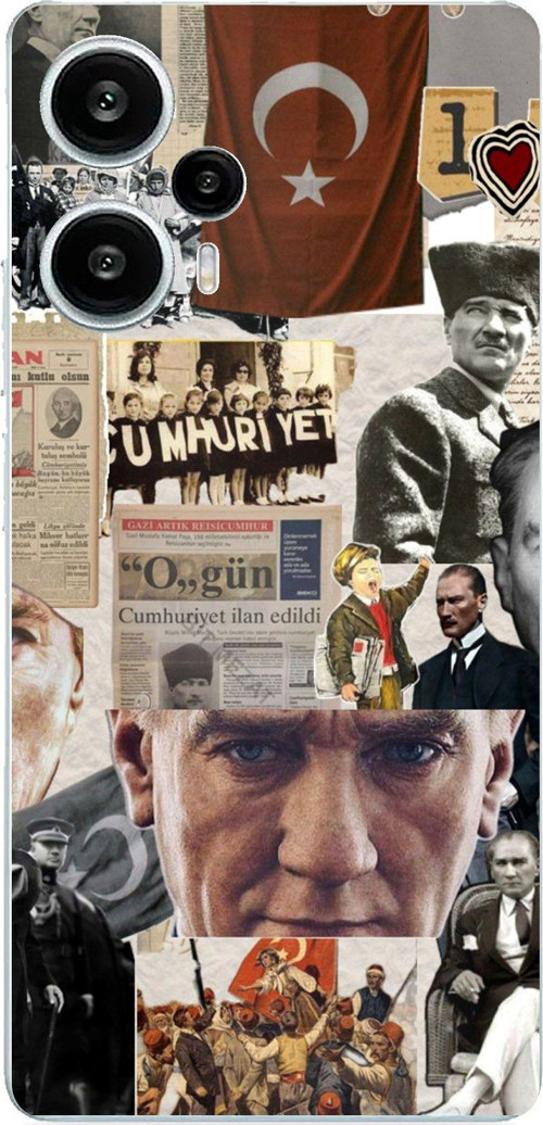 POCO F5 Uyumlu Atatürk Cumhuriyet Kolaj Baskılı Silikon Kılıf
