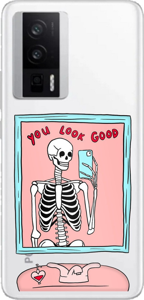 POCO F5 PRO Uyumlu You Look Good İskelet Tasarımlı Baskılı Silikon Kılıf