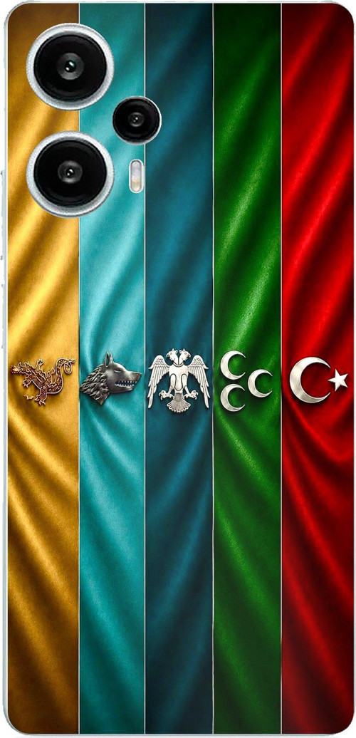 POCO F5 Uyumlu Tarihi Türk Devletleri Bayrakları Baskılı Silikon Kılıf
