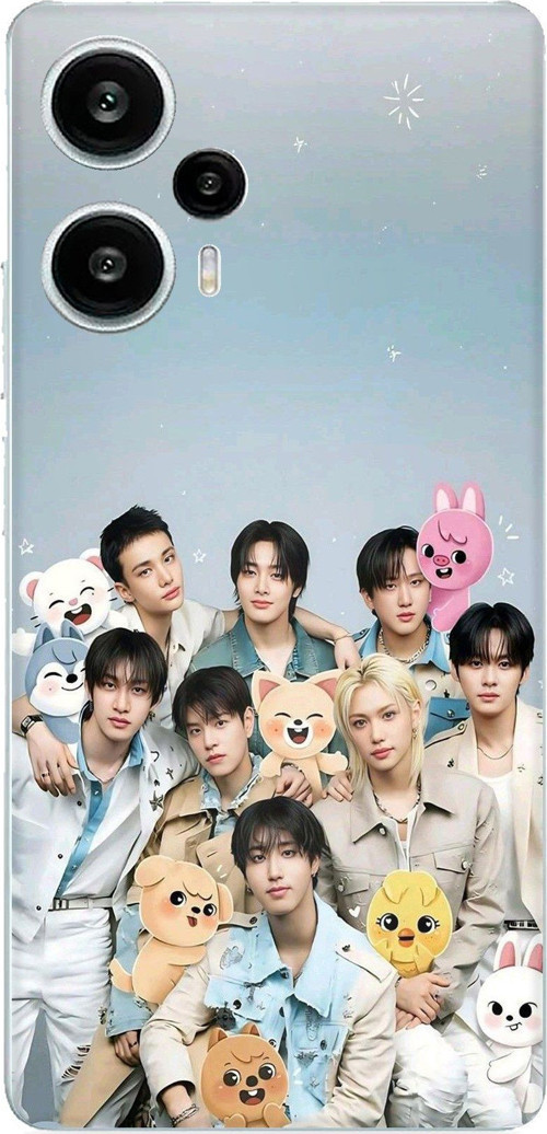 POCO F5 Uyumlu Tray Kids K-Pop Grubu ve SKZOO Temalı Baskılı Silikon Kılıf