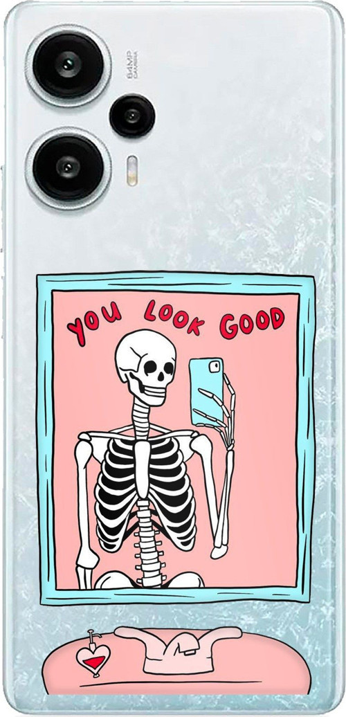 POCO F5 Uyumlu You Look Good İskelet Tasarımlı Baskılı Silikon Kılıf