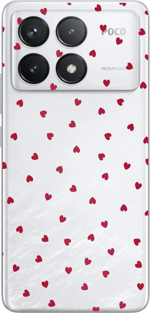 POCO F6 PRO Uyumlu Kırmızı Kalpler Tasarımlı Baskılı Silikon Kılıf