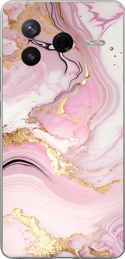 Poco F7 Pro Uyumlu Pembe Mermer Baskılı Silikon Kılıf