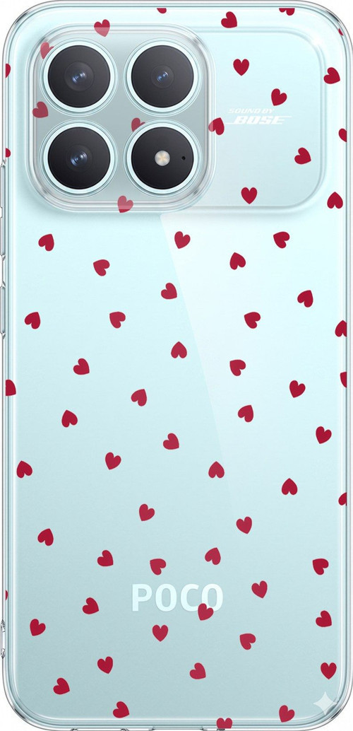 POCO F8 PRO Uyumlu Kırmızı Kalpler Tasarımlı Baskılı Silikon Kılıf