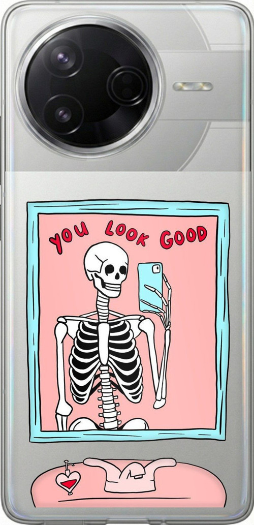Poco F7 Pro Uyumlu You Look Good İskelet Tasarımlı Baskılı Silikon Kılıf