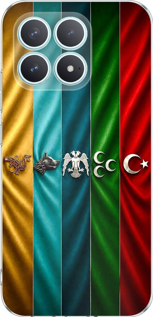 POCO F8 PRO Uyumlu Tarihi Türk Devletleri Bayrakları Baskılı Silikon Kılıf