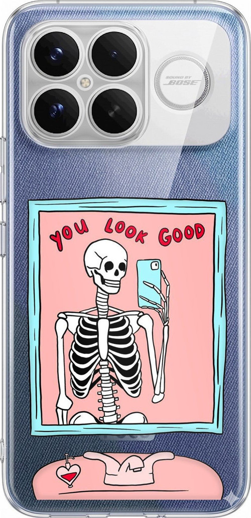 Poco F8 Ultra Uyumlu You Look Good İskelet Tasarımlı Baskılı Silikon Kılıf