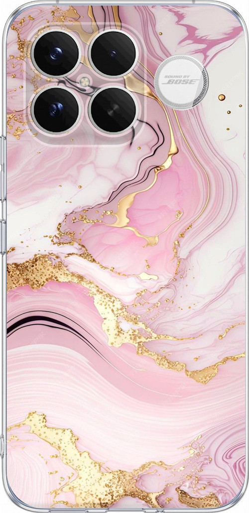 Poco F8 Ultra Uyumlu Pembe Mermer Baskılı Silikon Kılıf