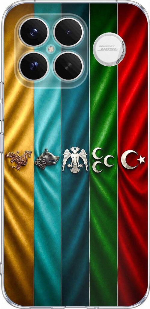 Poco F8 Ultra Uyumlu Tarihi Türk Devletleri Bayrakları Baskılı Silikon Kılıf