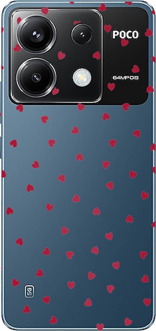 Poco X6 PRO Uyumlu Kırmızı Kalpler Tasarımlı Baskılı Silikon Kılıf