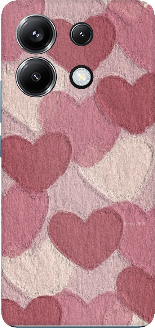 Poco X6 PRO Uyumlu Pastel Gül Kurusu ve Pembe Kalpli Baskılı Silikon Kılıf