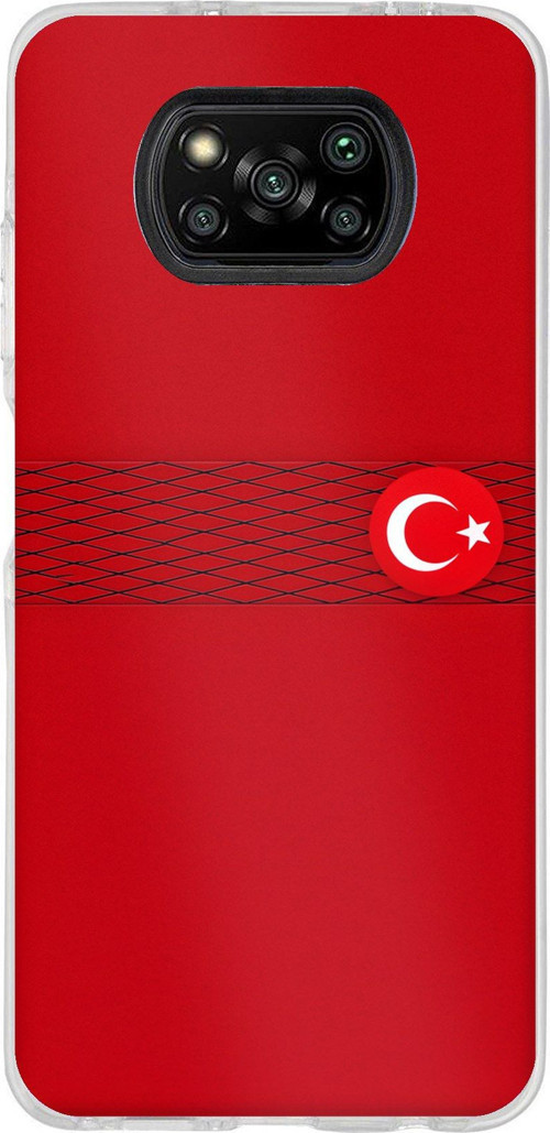 Poco X3-X3 PRO-NFC Uyumlu Türk Milli Takım Izgara Desenli Forma Baskılı Silikon Kılıf