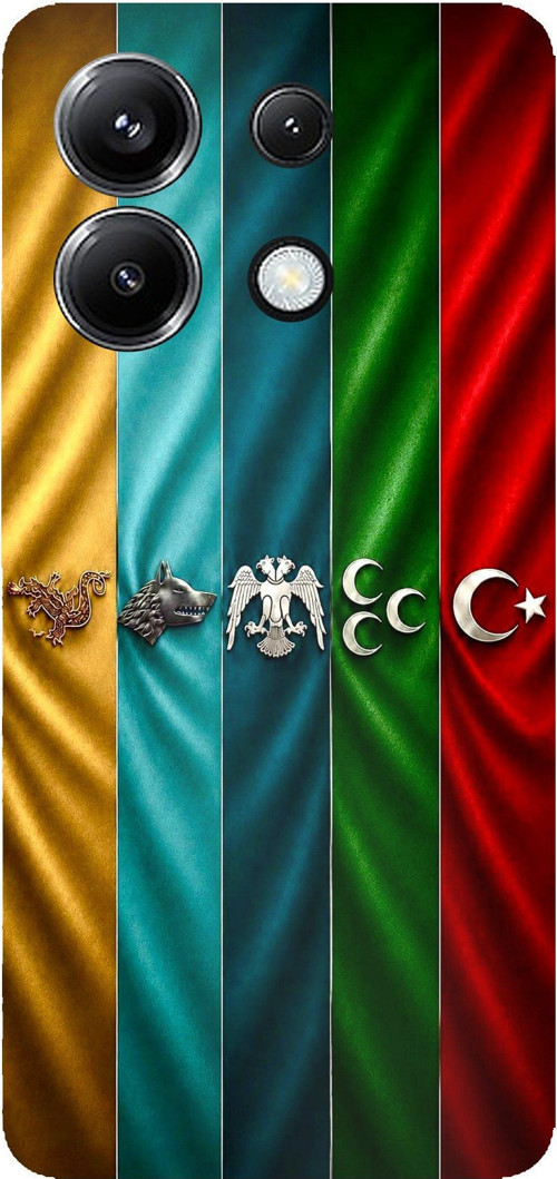 Poco X6 PRO Uyumlu Tarihi Türk Devletleri Bayrakları Baskılı Silikon Kılıf