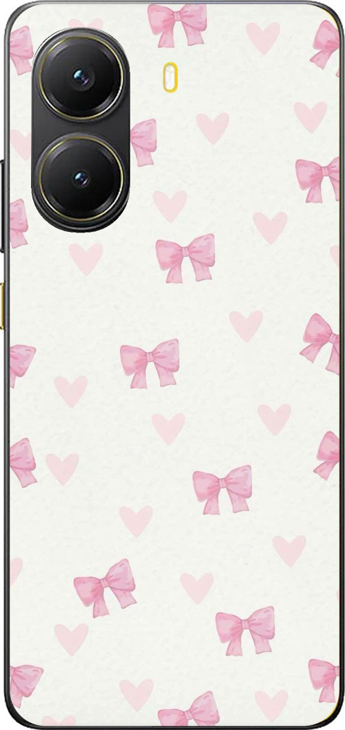 POCO X7 PRO Uyumlu Fiyonklar ve Pembe Kalpler Baskılı Silikon Kılıf