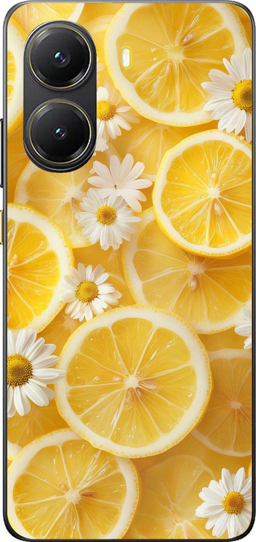 POCO X7 PRO Uyumlu Limon Dilimleri ve Papatya Desenli Baskılı Silikon Kılıf