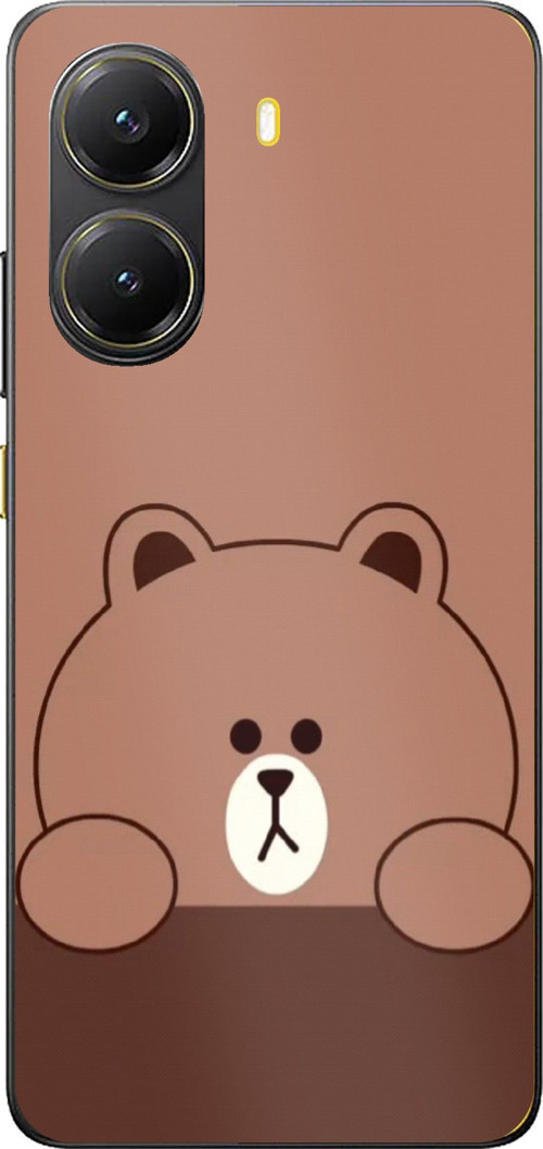 POCO X7 PRO Uyumlu Kahverengi Ayı Tasarımlı Baskılı Silikon Kılıf