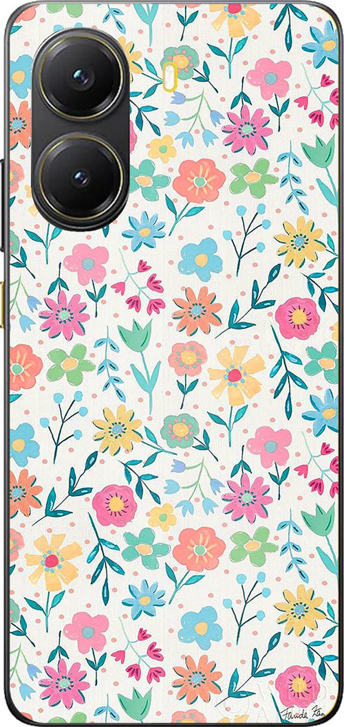POCO X7 PRO Uyumlu Dekoratif Çiçekler Baskılı Silikon Kılıf