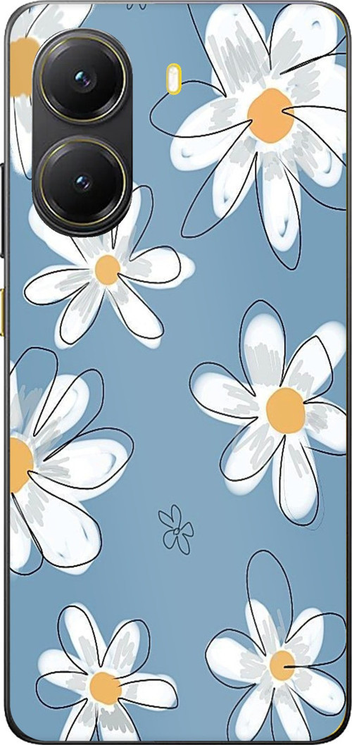 POCO X7 PRO Uyumlu Mavi Papatya Bahçesi Baskılı Silikon Kılıf