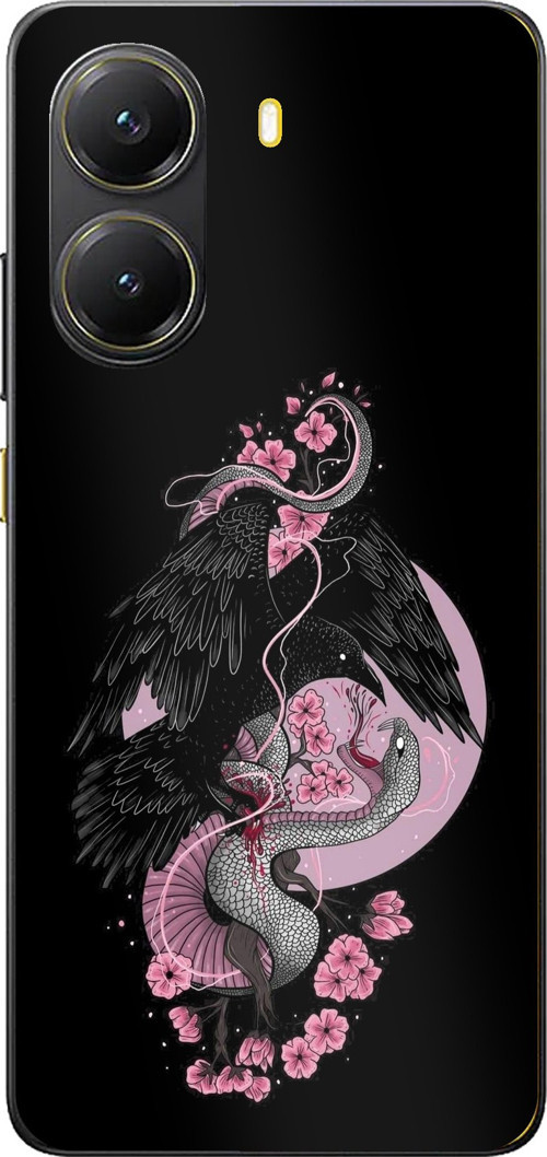POCO X7 PRO Uyumlu Pembe Siyah Yılan Baskılı Silikon Kılıf