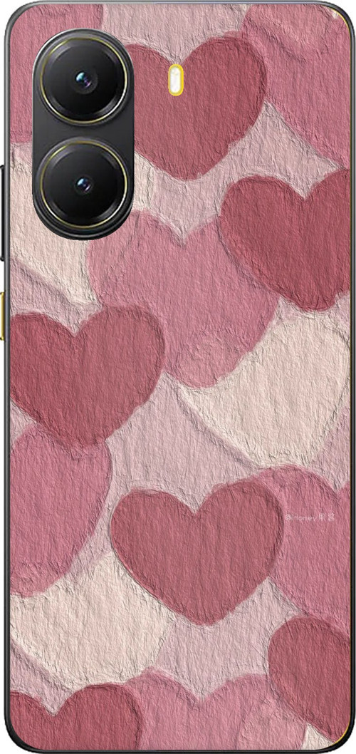 POCO X7 PRO Uyumlu Pastel Gül Kurusu ve Pembe Kalpli Baskılı Silikon Kılıf