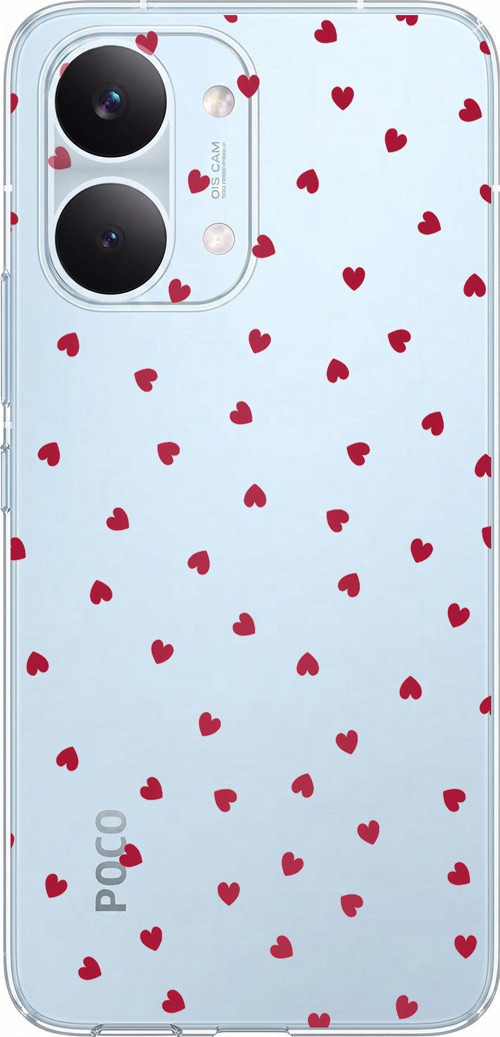 POCO X8 PRO MAX Uyumlu Kırmızı Kalpler Tasarımlı Baskılı Silikon Kılıf