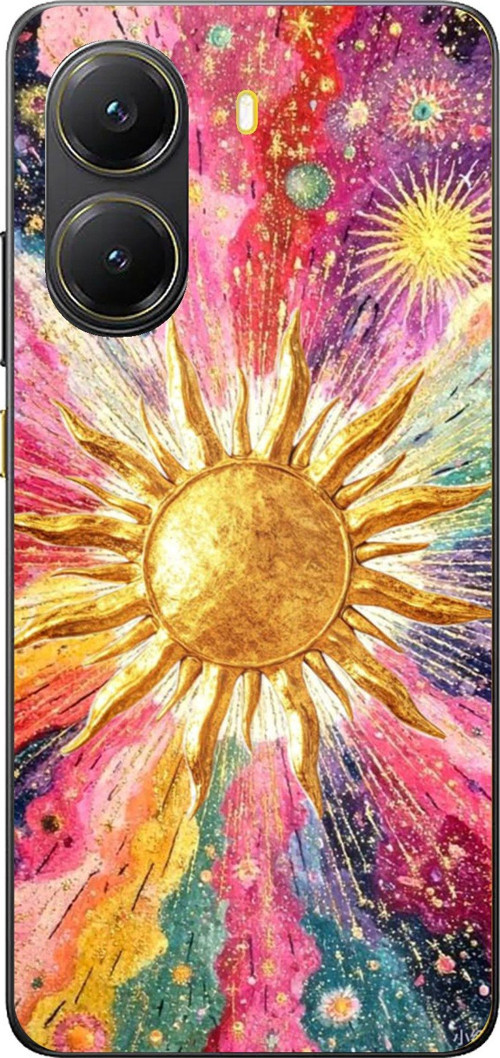 POCO X7 PRO Uyumlu Psikedelik Galaksi ve Güneş Desenli Baskılı Silikon Kılıf