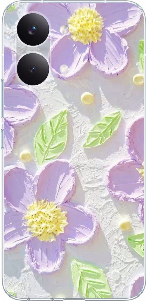 POCO X8 PRO MAX Uyumlu Mor Papatyalar Sulu Boya Baskılı Silikon Kılıf