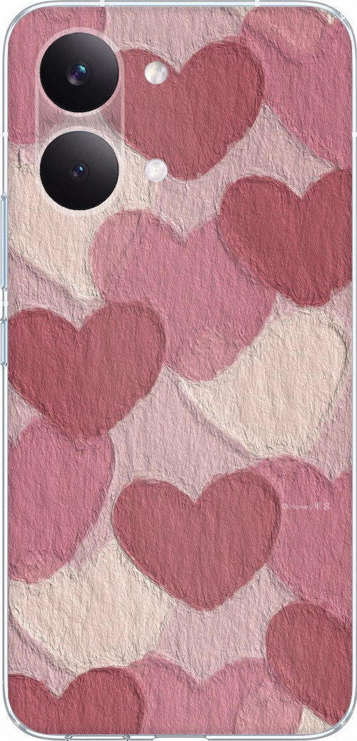 POCO X8 PRO MAX Uyumlu Pastel Gül Kurusu ve Pembe Kalpli Baskılı Silikon Kılıf