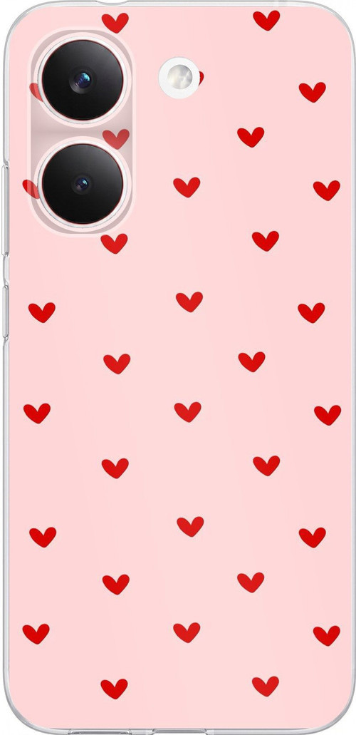POCO X8 PRO Uyumlu Kırmızı Minik Kalpler Baskılı Silikon Kılıf