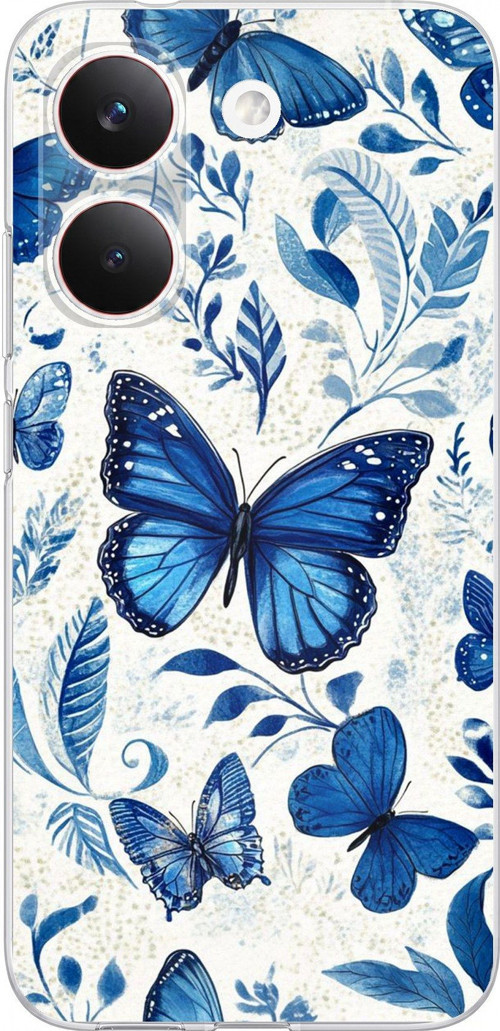 POCO X8 PRO Uyumlu Mavi Kelebekler Baskılı Silikon Kılıf