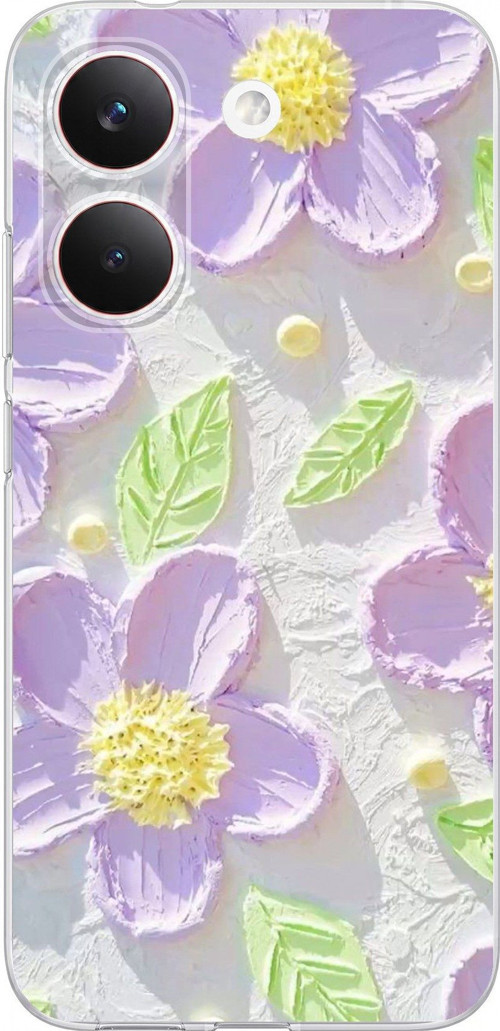 POCO X8 PRO Uyumlu Mor Papatyalar Sulu Boya Baskılı Silikon Kılıf