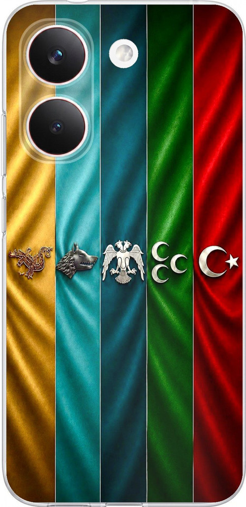 POCO X8 PRO Uyumlu Tarihi Türk Devletleri Bayrakları Baskılı Silikon Kılıf