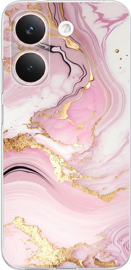 POCO X8 PRO Uyumlu Pembe Mermer Baskılı Silikon Kılıf