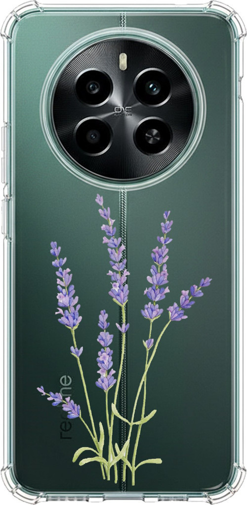 Realme 12 4G-12 Plus Uyumlu Lavanta Çiçek Tasarımlı Baskılı Silikon Kılıf
