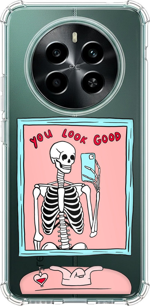 Realme 12 4G-12 Plus Uyumlu You Look Good İskelet Tasarımlı Baskılı Silikon Kılıf