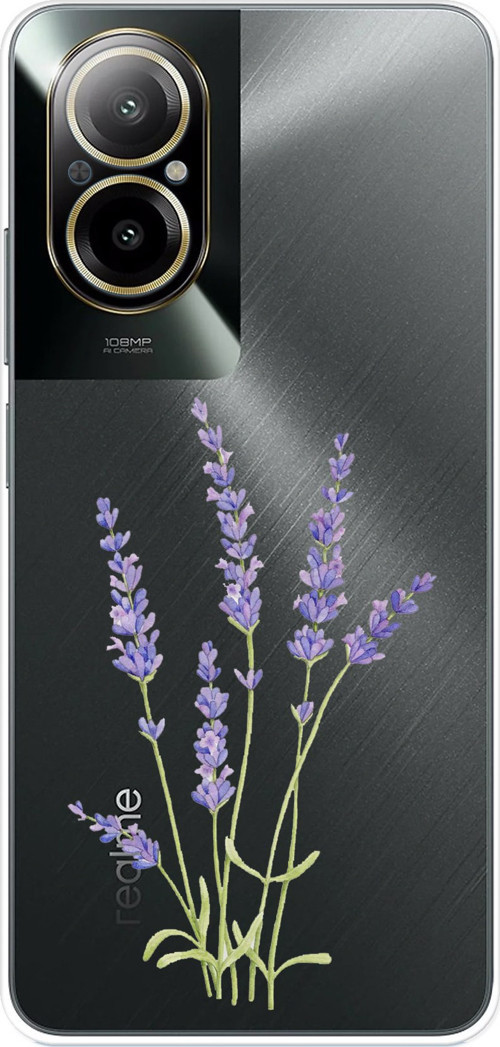 Realme 12 Lite Uyumlu Lavanta Çiçek Tasarımlı Baskılı Silikon Kılıf