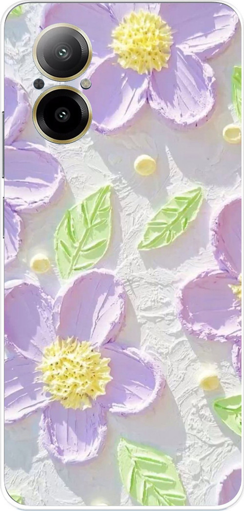 Realme 12 Lite Uyumlu Mor Papatyalar Sulu Boya Baskılı Silikon Kılıf