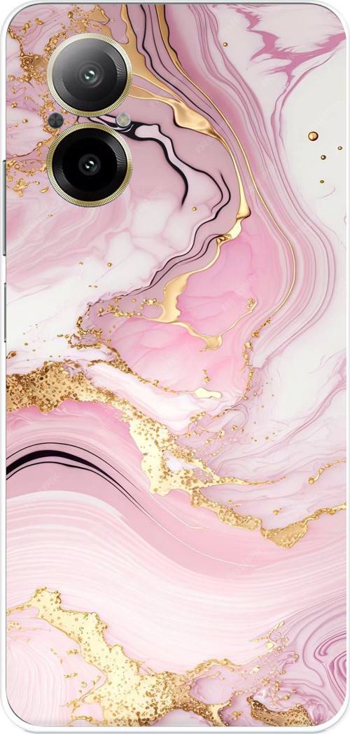 Realme 12 Lite Uyumlu Pembe Mermer Baskılı Silikon Kılıf