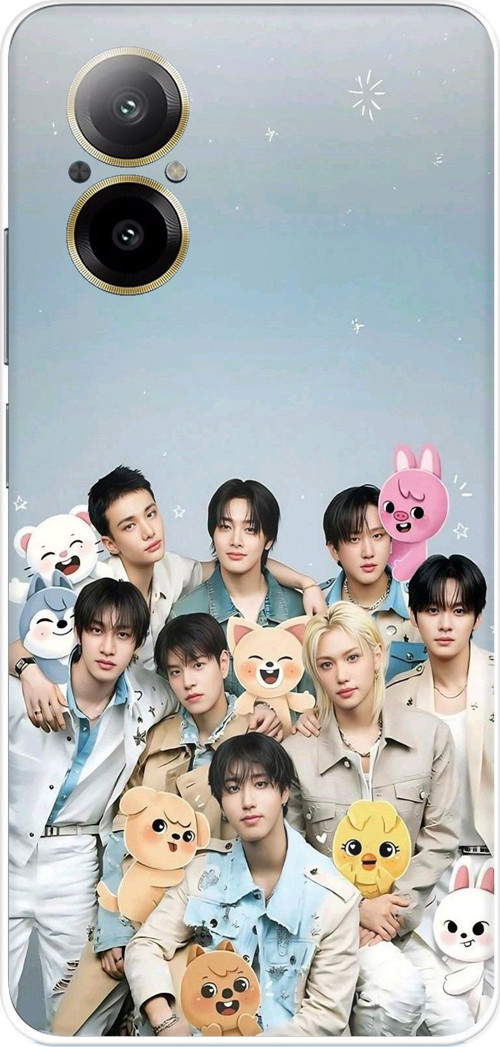 Realme 12 Lite Uyumlu Tray Kids K-Pop Grubu ve SKZOO Temalı Baskılı Silikon Kılıf