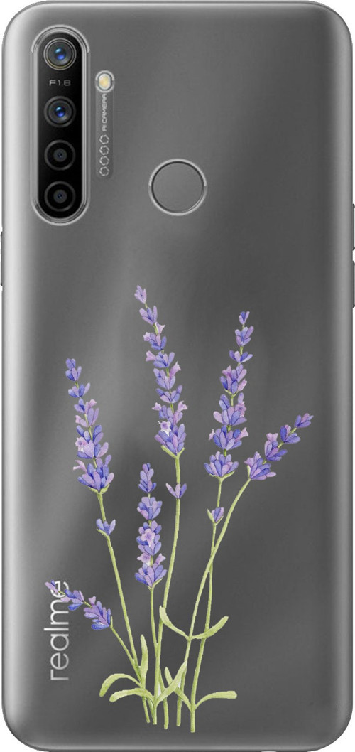 Realme 5i - 6i - C3 Uyumlu Lavanta Çiçek Tasarımlı Baskılı Silikon Kılıf