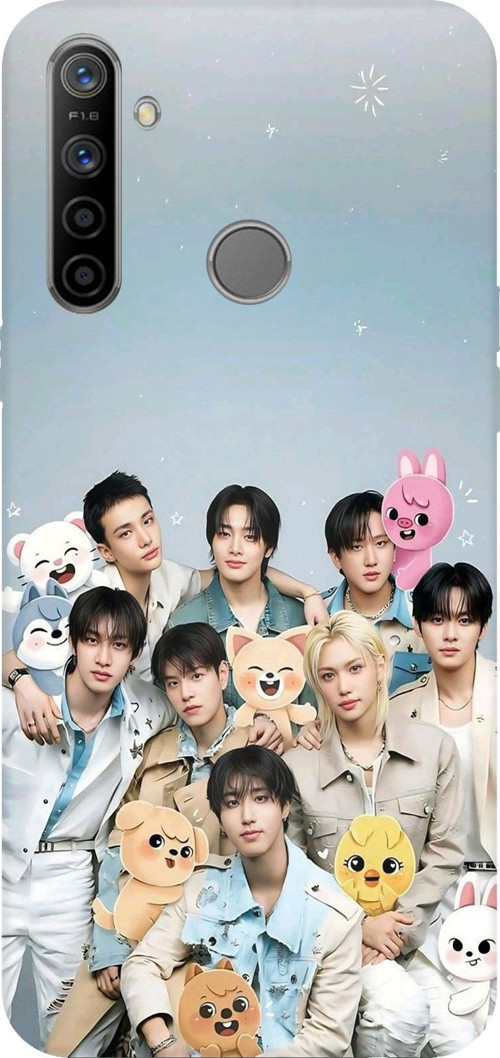 Realme 5i - 6i - C3 Uyumlu Tray Kids K-Pop Grubu ve SKZOO Temalı Baskılı Silikon Kılıf