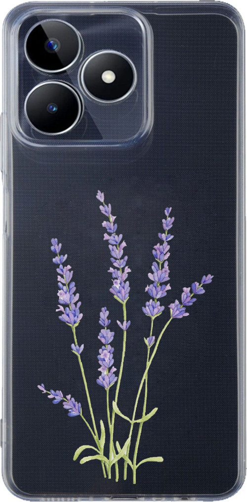 Realme C53 Uyumlu Lavanta Çiçek Tasarımlı Baskılı Silikon Kılıf