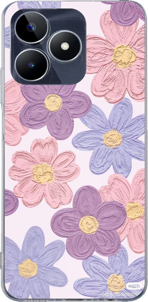 Realme C53 Uyumlu Renkli Papatyalar Sulu Boya Baskılı Silikon Kılıf