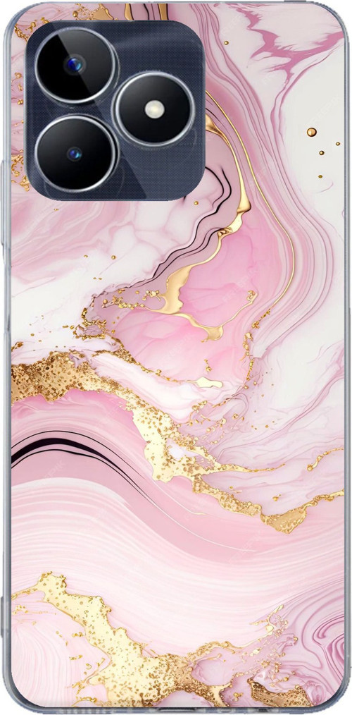 Realme C53 Uyumlu Pembe Mermer Baskılı Silikon Kılıf