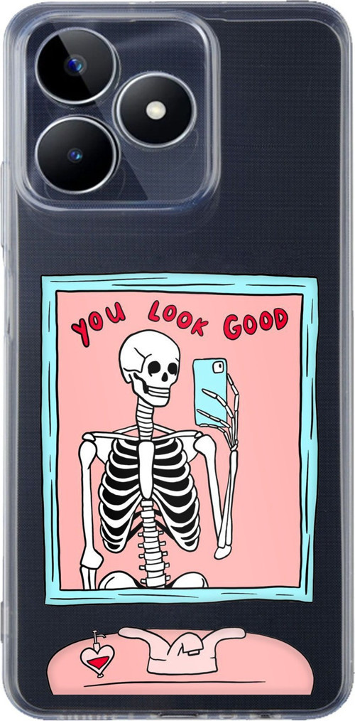 Realme C53 Uyumlu You Look Good İskelet Tasarımlı Baskılı Silikon Kılıf
